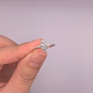 Hammered Oval Silver Ring